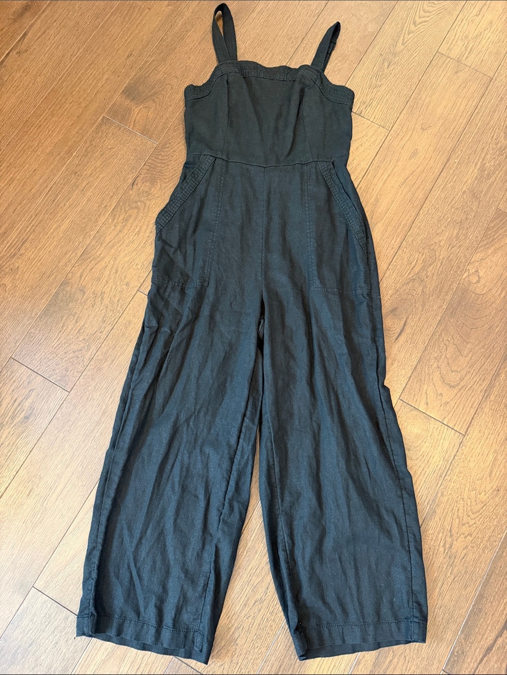 Old Navy Black Wide-Leg Linen-Blend Jumpsuit XS Petite - C26-034